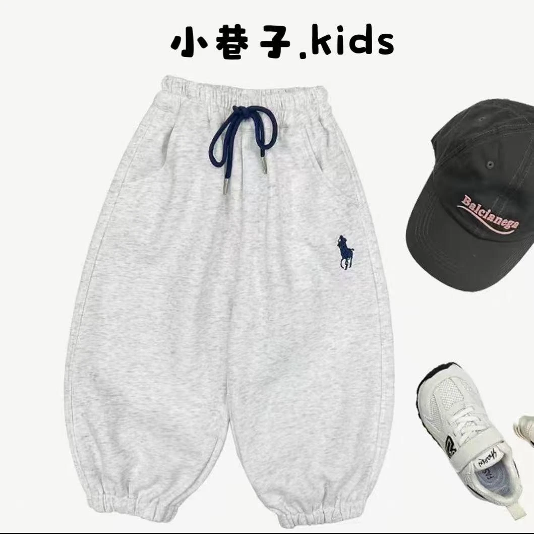 新款男女童韩版刺绣卫裤春秋季休闲宽松休闲裤时尚百搭潮流