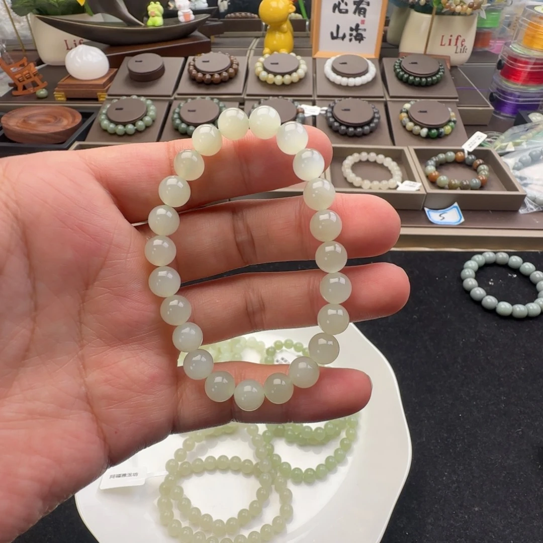 和田玉未镶嵌手链卡8浅晴水，71