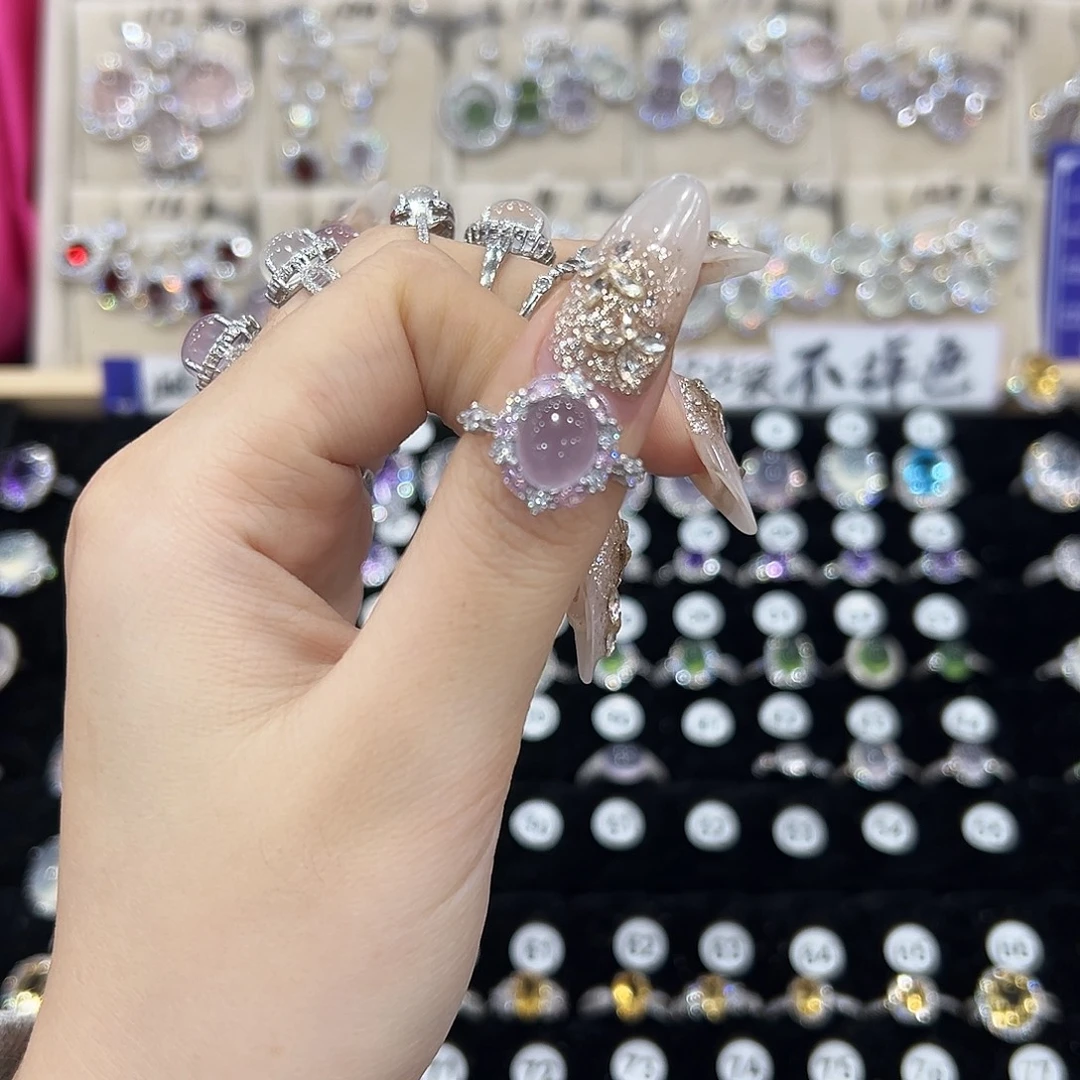 曦***银S925镶嵌戒指萤石