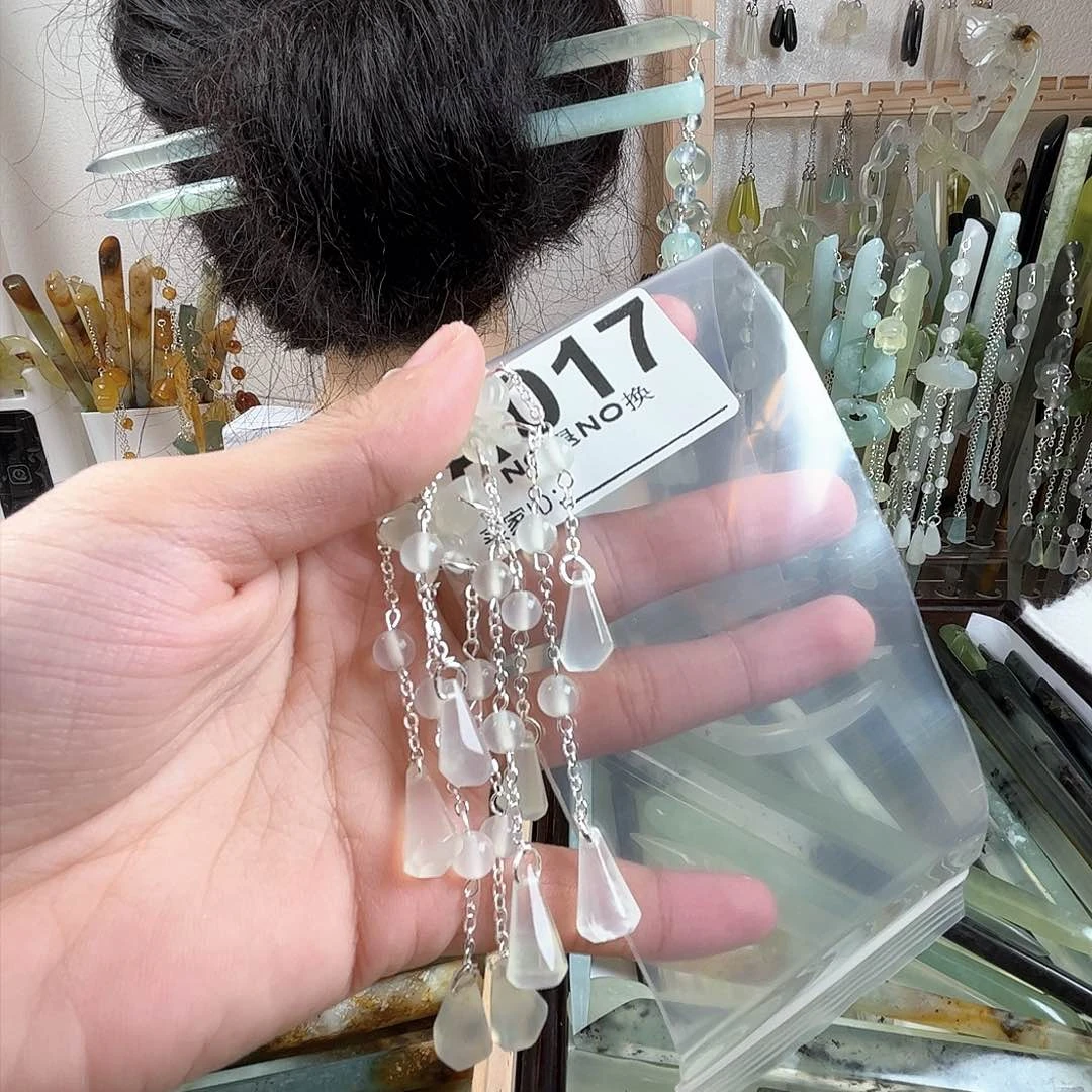 蛇纹石玉发饰未镶嵌焱*