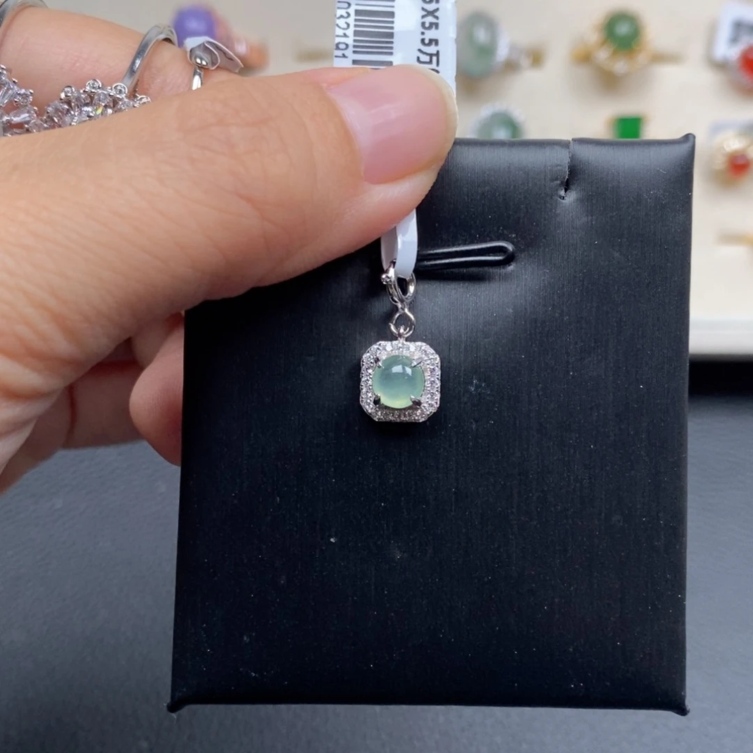 翡翠戒指银S925镶嵌戒指