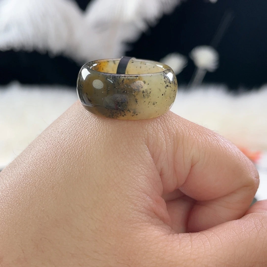 和田玉未镶嵌戒指l91 糖青花轮胎。20.1。不退换