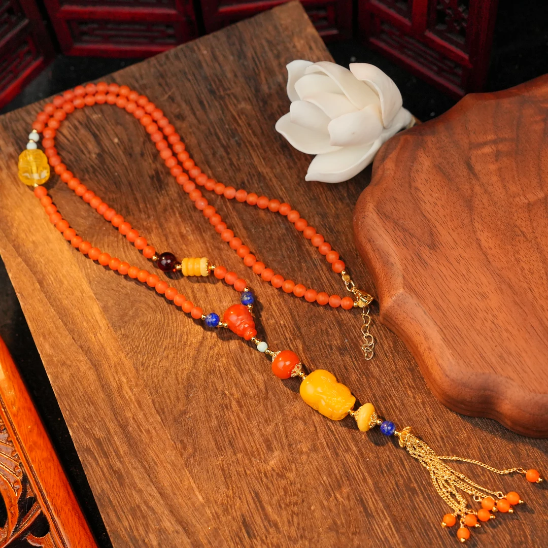 南红蜜蜡项链X00948