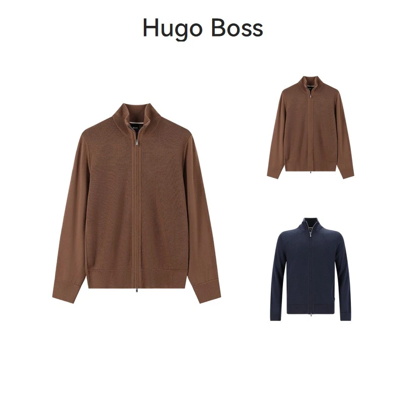 未使用 HugoBoss/雨果博斯 男士拉链立领羊毛开衫针织衫50543153