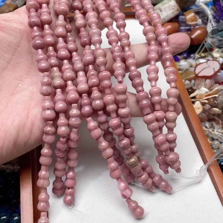 玛瑙/玉髓合金珠宝半成品一条8x15mm红纹石葫芦