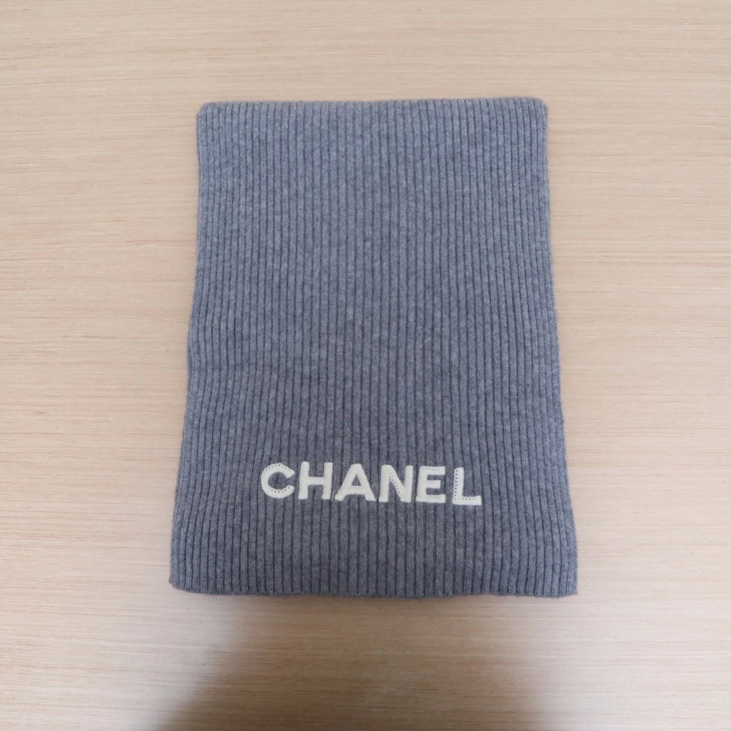 99新 Chanel/香奈儿 小花Jerry活动灰色 山羊绒 围巾