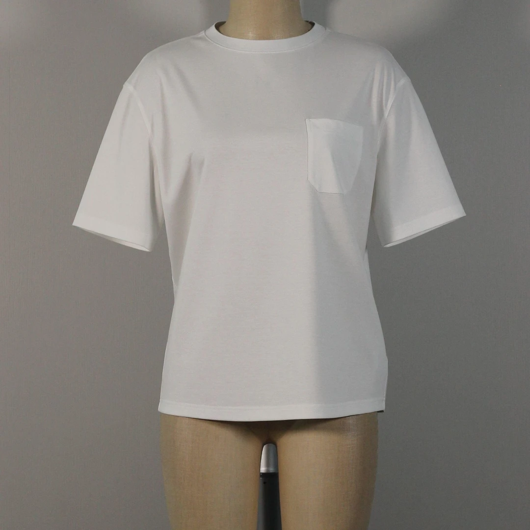 AMASS/阿玛施新款短袖宽松前片贴袋素色上衣百搭圆领T恤530102