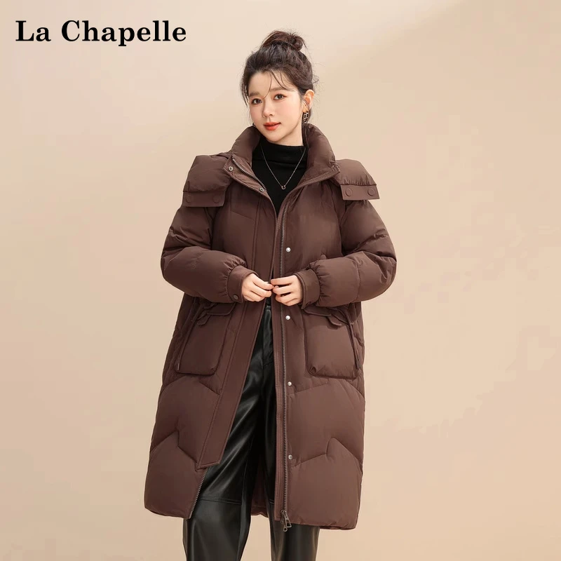 La Chapelle Sport鸭绒中长款羽绒服女冬加厚连帽防寒0884