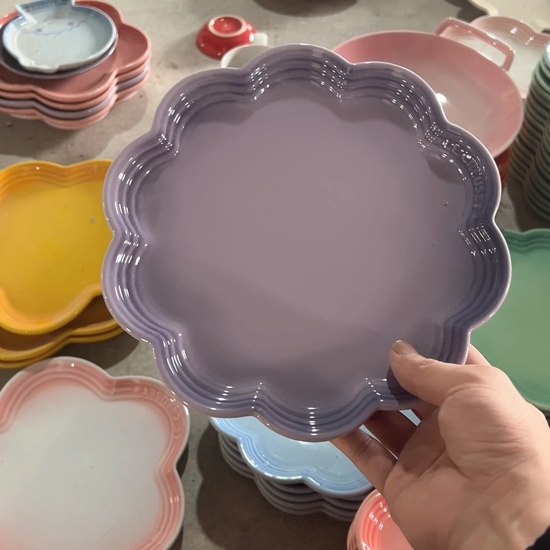 陶瓷 +-+××花边盘 紫色色色色