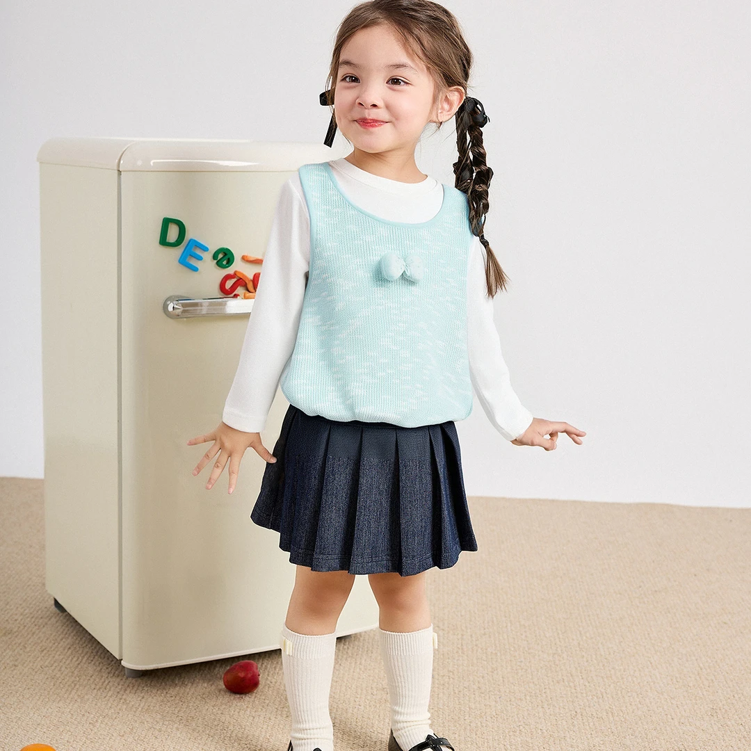 笛莎婴幼童装女童长袖T恤25秋冬季新款假两件甜美上衣-1M253T101