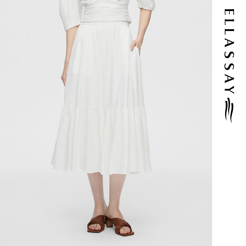 ELLASSAY歌力思2025春夏新款肌理泡泡纱A字半身裙女EWB362Q01000