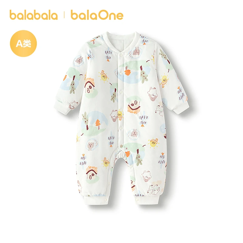 【balaOne】巴拉巴拉婴儿连体衣夹棉冬装2025秋冬宝宝爬服哈衣可爱
