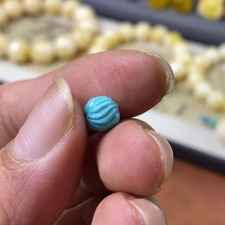 绿松石未镶嵌散珠原矿湖北绿松石珠子