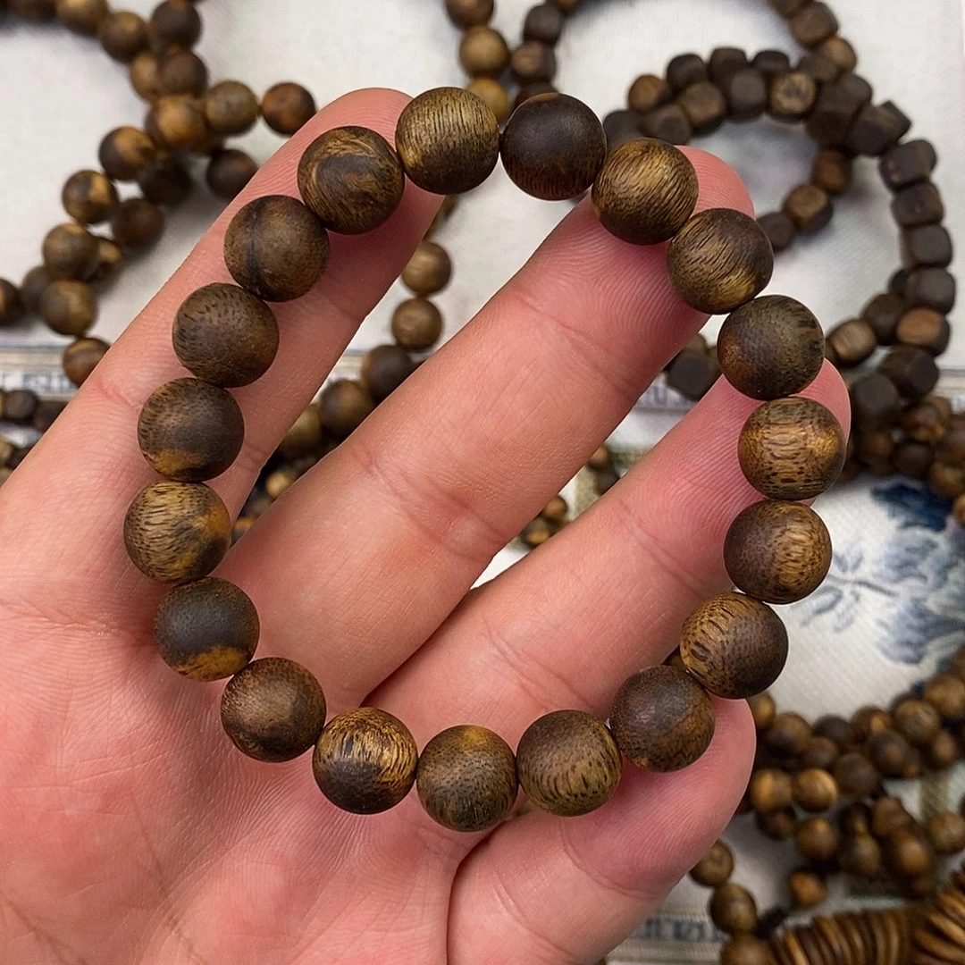 沉香手串11mm海南虎斑纹棋楠