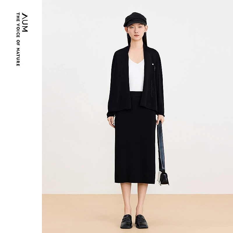 AUM毛针长袖气质针织休闲春季不规则织衫M1EG2W74M