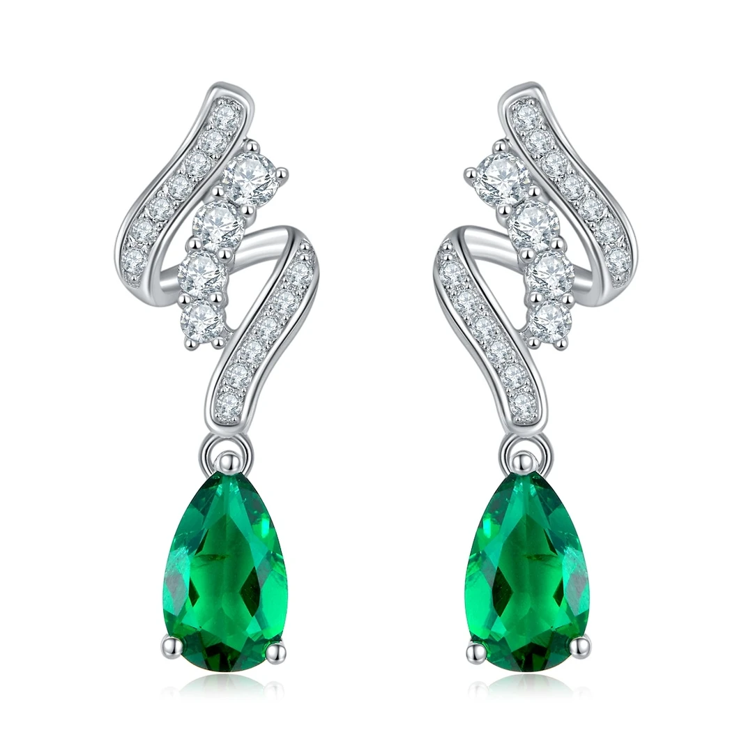 培育祖母绿艾尔芙珠宝祖母绿培育宝石耳环高端高货耳环显气质