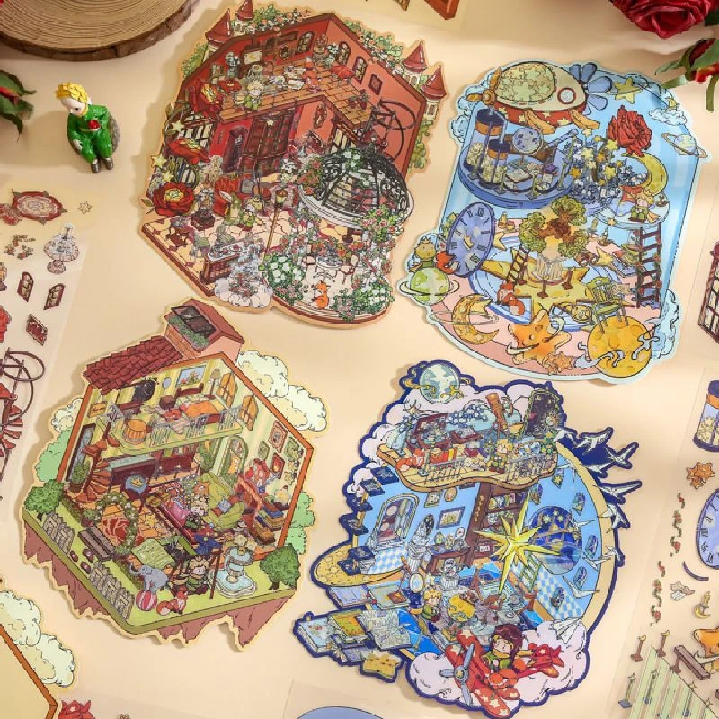 纸先生 王子童话造景贴纸3D立体场景拼贴微缩场景手账贴纸diy贴画