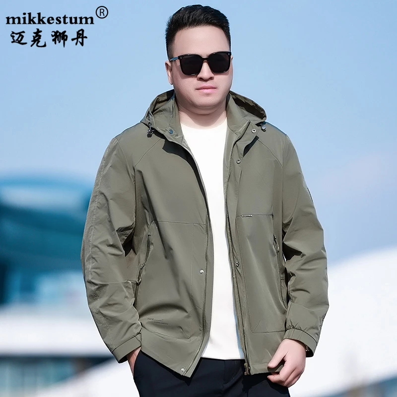 2025春季新品胖子宽松夹克男加肥加大码工装休闲外套肥佬薄款风衣