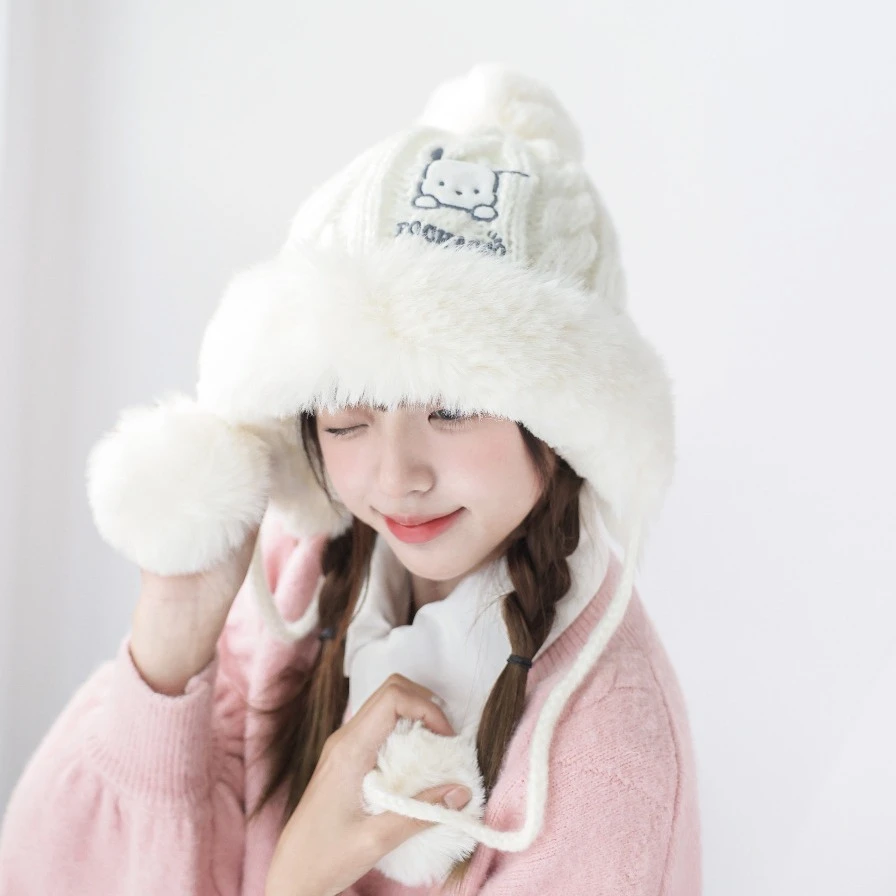 三丽鸥正版库洛米美乐蒂帕恰狗玉桂狗可爱针织挂球经典款保暖帽