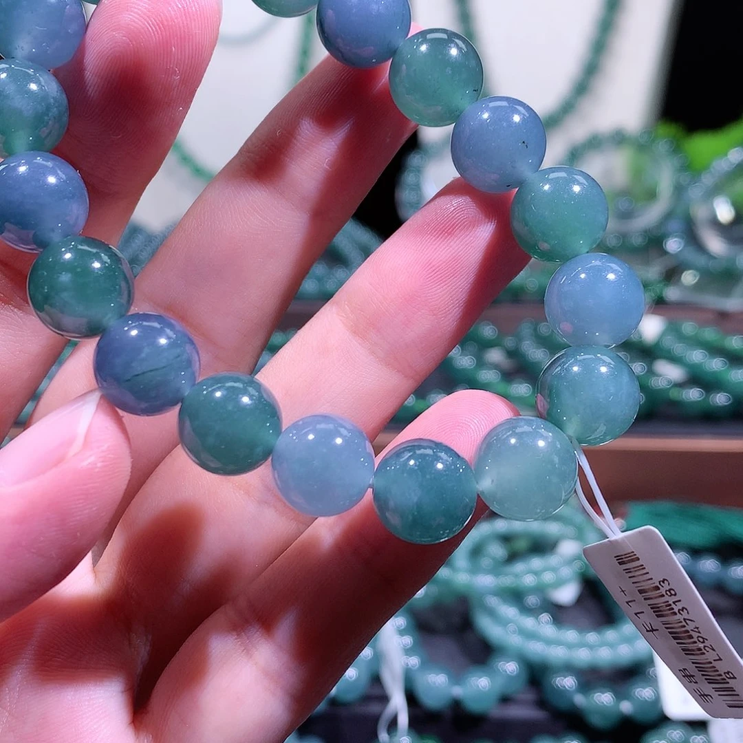 加***匪翡翠未镶嵌手链天然a货翡翠手串11+