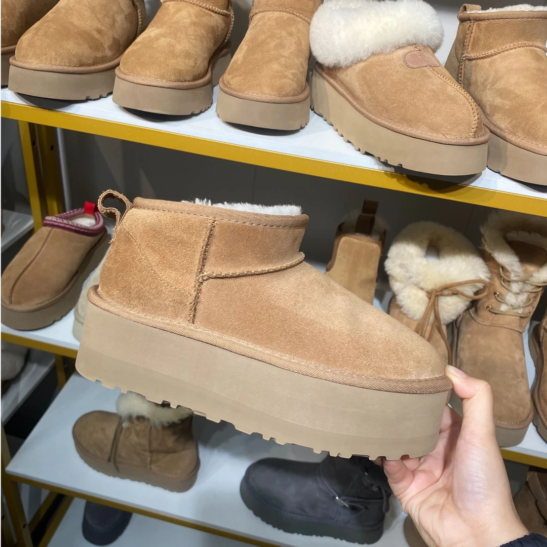 桑坡雪地靴年末断码福利真皮真毛皮毛一体雪地靴百搭时尚女款加厚