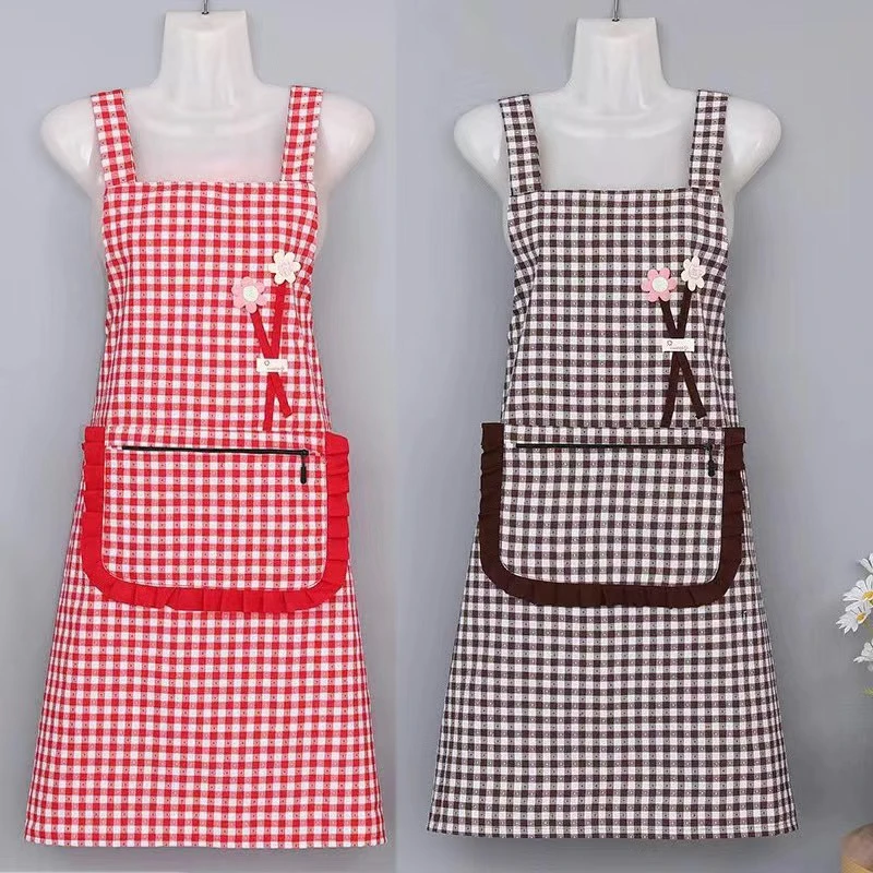 新疆包邮透气耐磨拉链薄款成人厨房防污洋气罩衣透气围裙围腰防油