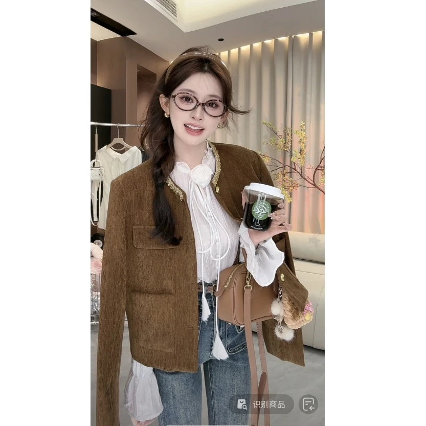 冰冰●法式复古浪漫休闲气质纯色宽松百搭时尚外套Q4WT1516A