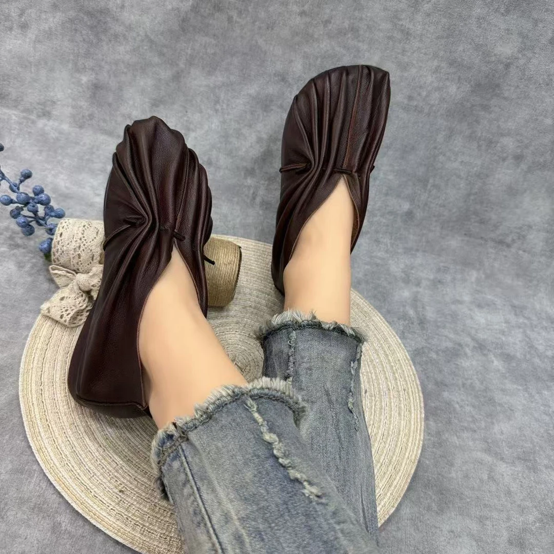 2368-47秋冬新款平底软底休闲百搭复古牛皮女鞋