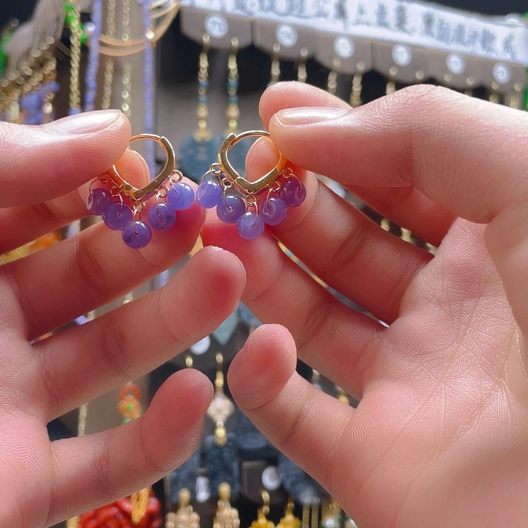 翡翠耳饰合金翡翠