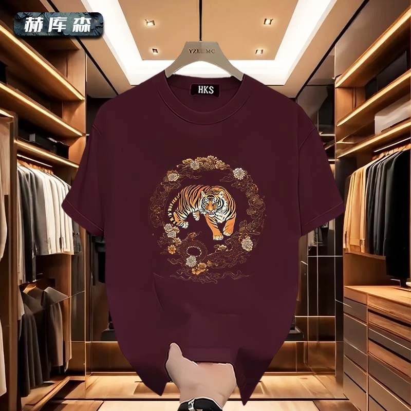 町熙格复古美式重磅纯棉短袖T恤男夏季潮牌新款潮流宽松圆领上衣