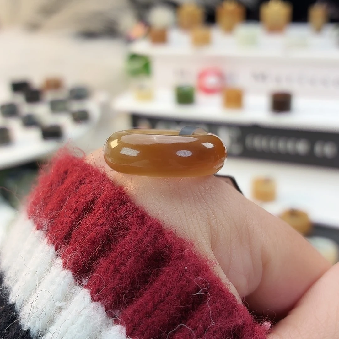和田玉（糖玉）未镶嵌戒指i62全糖轮胎16.4mm