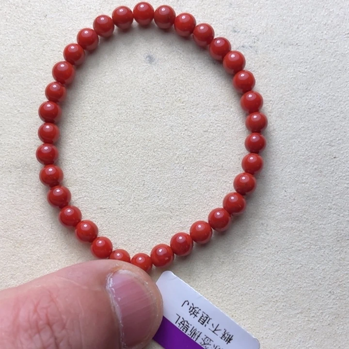 南红玛瑙未镶嵌手串5.+原矿圆珠满肉单圈
