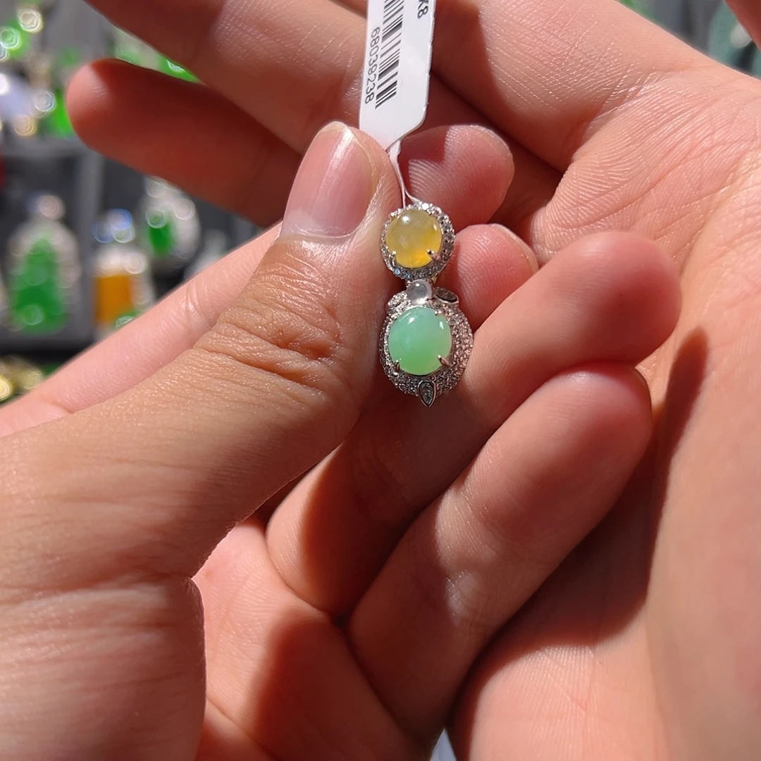 翡翠银S925镶嵌吊坠(不含链)