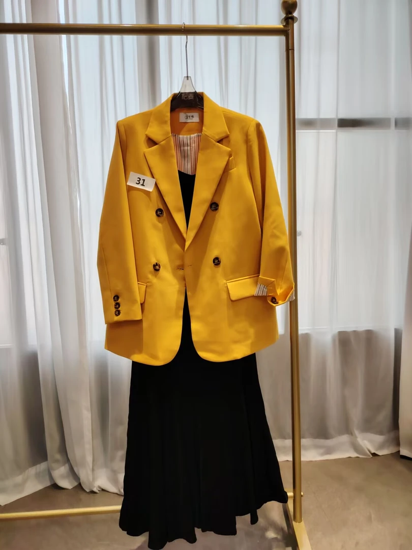 女士轻奢风西装上衣长袖中长款法式纯色职业装小西装外套31