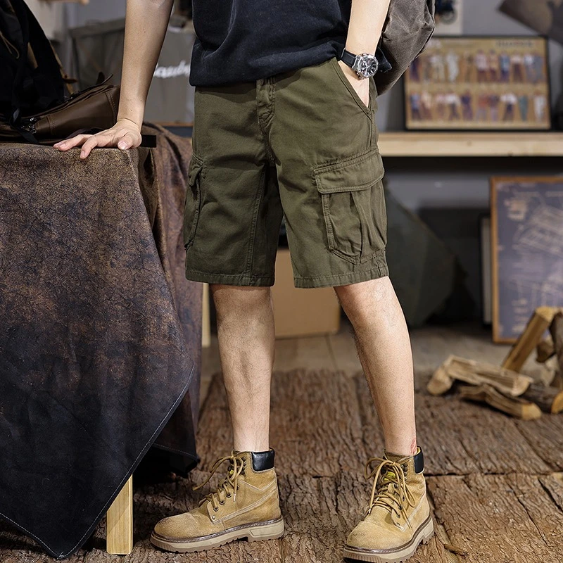 夏季新款美式宽松潮牌工装短裤男2025直筒多口袋男士休闲五分中裤