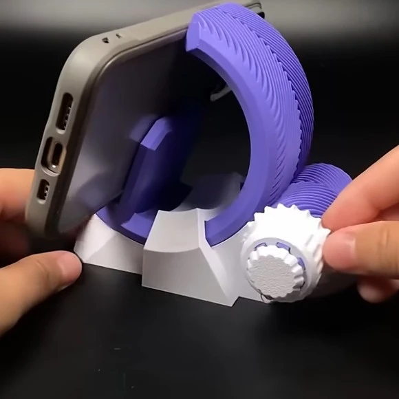 2025年新款旋钮调节齿轮可转动手机支架3D打印拼装手机支架便携