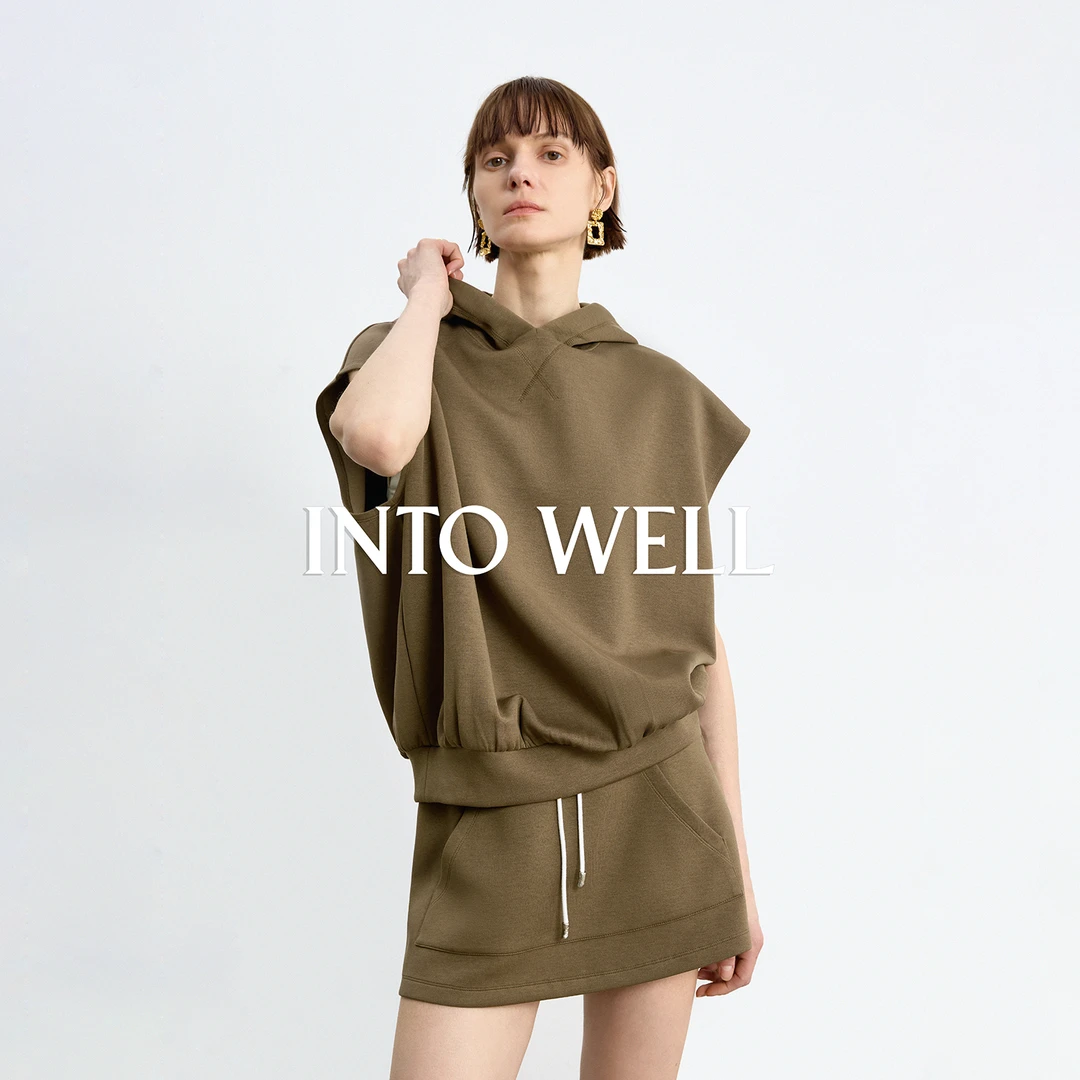 INTO WELL 醋酸羊毛冰感夏日莫代尔空气层卫衣短裙极简高级套装