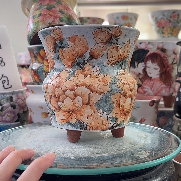 景德镇手绘花盆满38包邮偏远地区除外