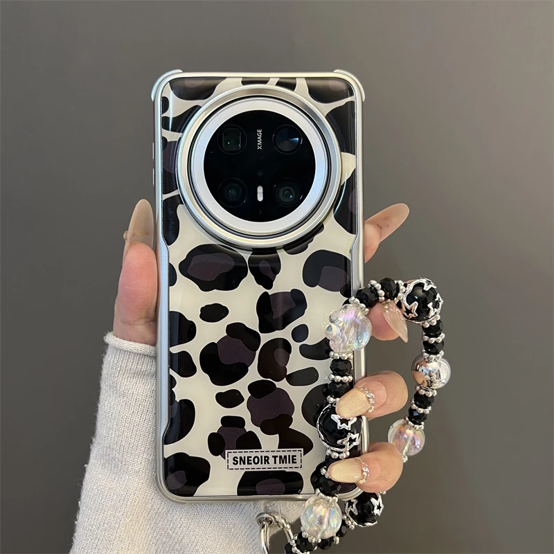 电镀豹纹斑马纹适用华为mate70/60pro+手机壳pura70pro+链条女款