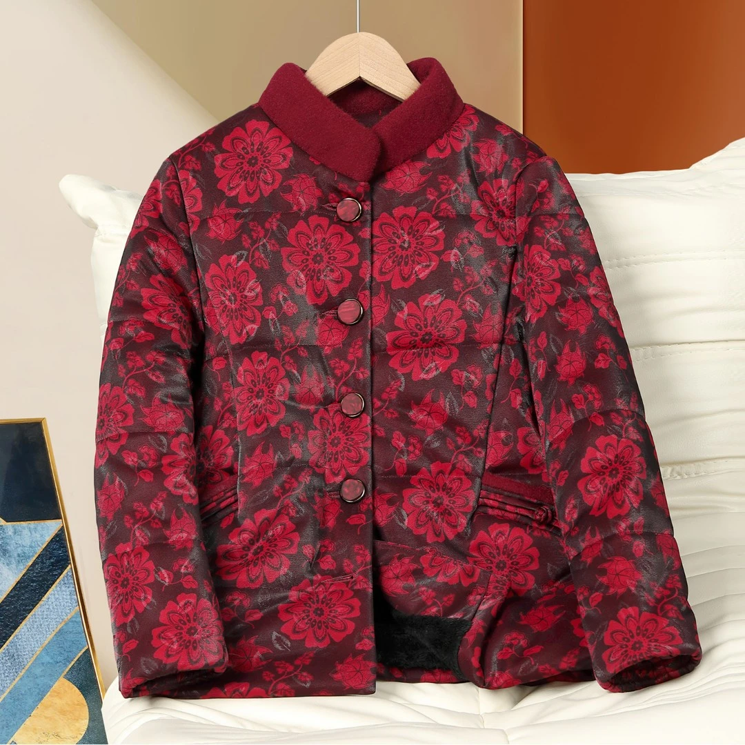 老年人冬装女加绒棉服外套婆婆妈妈冬季加厚保暖棉衣国风喜庆奶奶