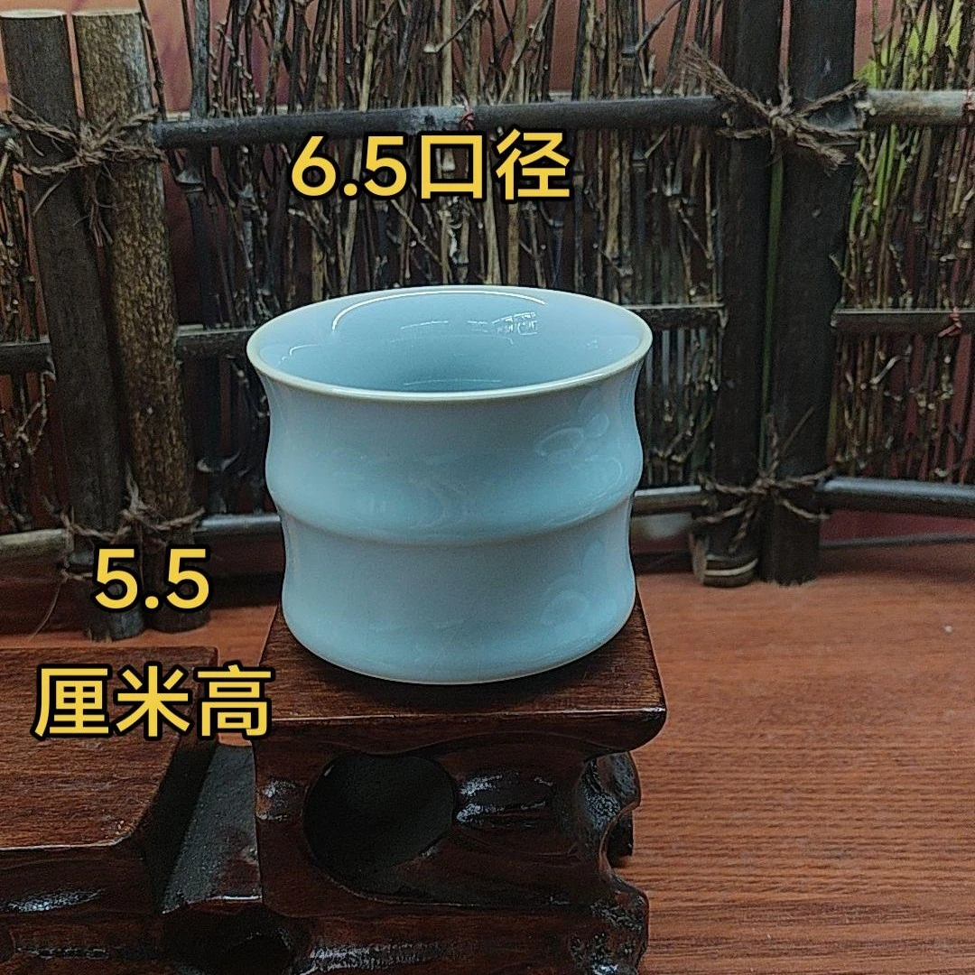 御龍汝瓷，竹节单杯，手拉胚工艺，130满杯，