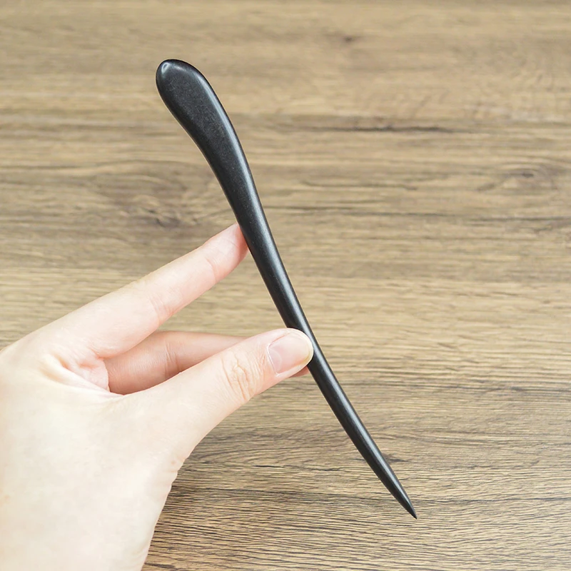 游鱼丨天然黑檀木发簪加长款簪子感新中式古风主体中式盘发素簪