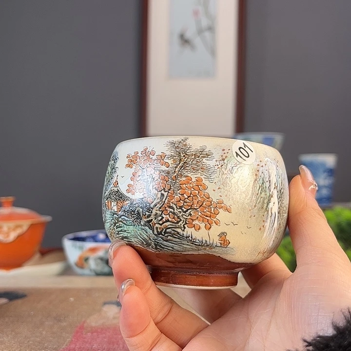 摆件兰*心景德镇陶瓷茶杯多