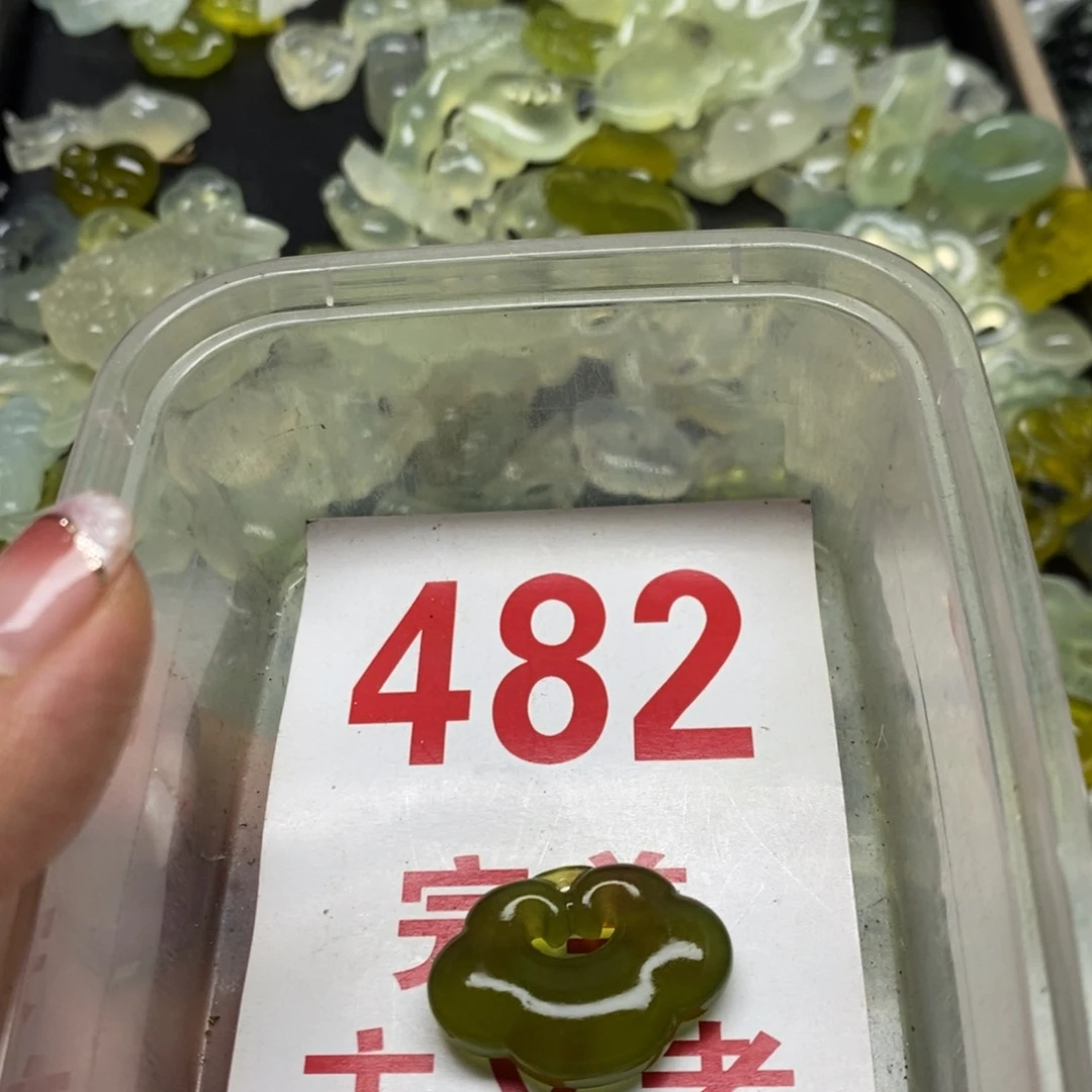 蛇纹石玉挂坠足银镀金镶嵌