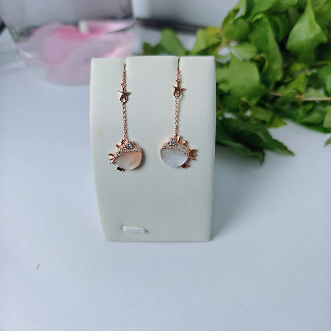 925银耳饰 原创设计925银耳针小魚耳饰可爱款精致气质