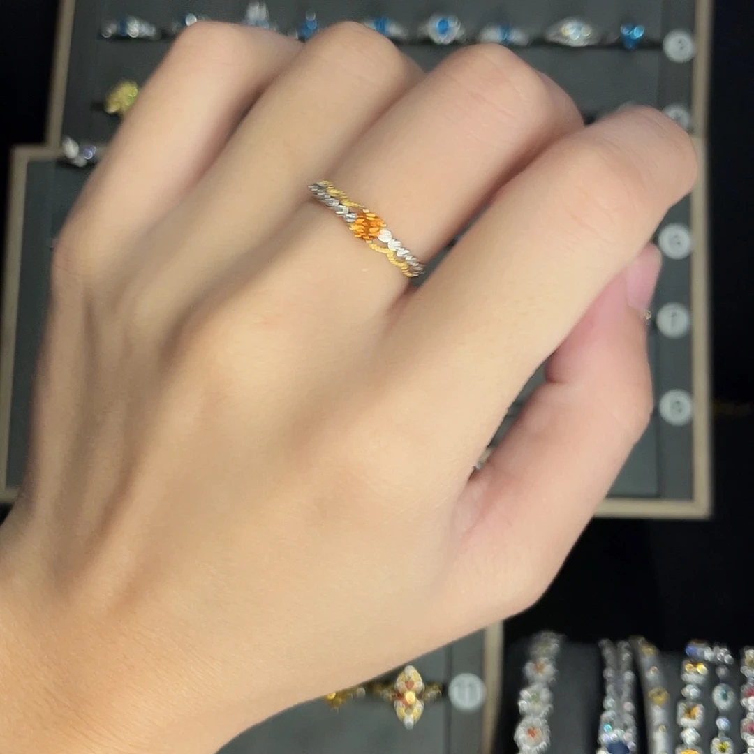 黄晶戒指银S925镶嵌