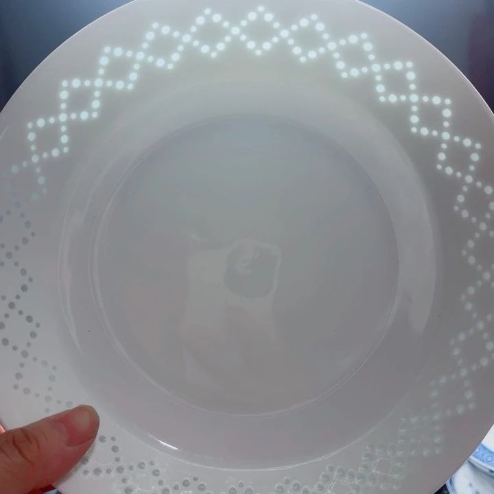 青花玲珑8寸窝盘网格