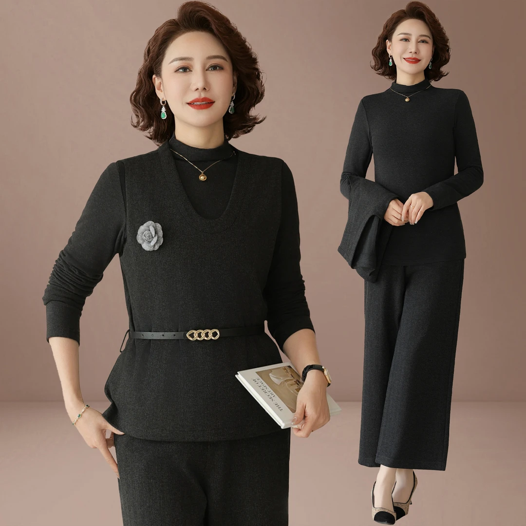 贵夫人妈妈春装时尚套装洋气2025新款休闲50岁中老年女春秋三件套