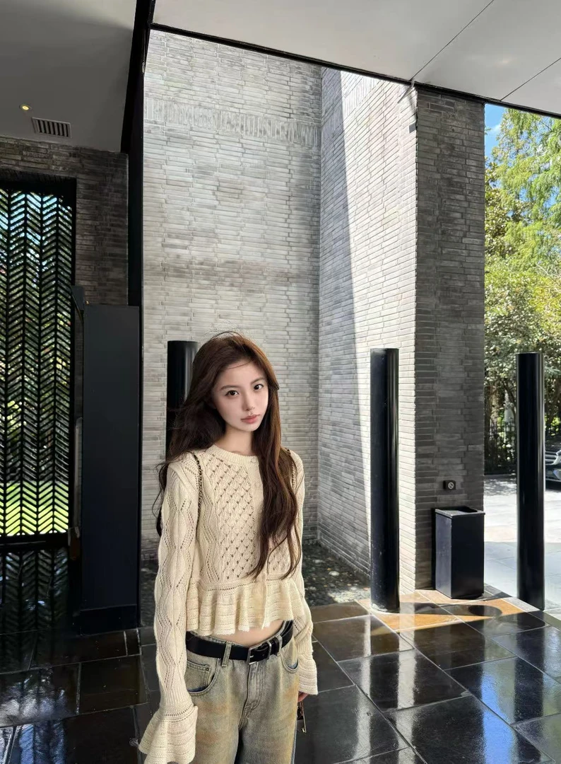 【巴黎情书】气质法式套装2025早秋新款长袖针织上衣显瘦牛仔裤套装