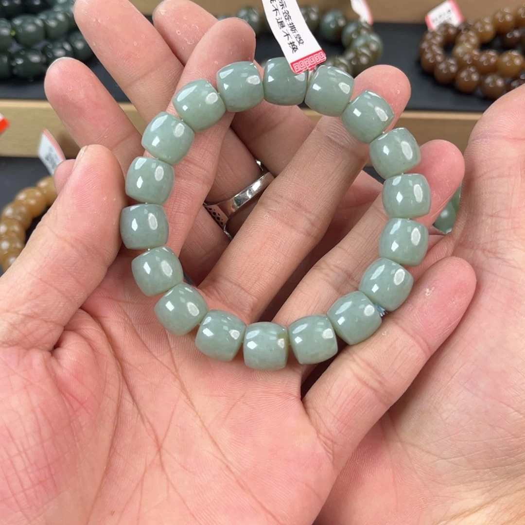 和田玉手链未镶嵌纯天然新疆和田玉且末蓝12mm